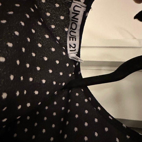 Unique21 Frill Backless Mini Dress Polka Dot Open Back Black & White Dress - Picture 5 of 9